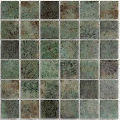 Seychelles Penta Bali Stone Matte 31.1 x 31.1cm green glass mosaic tile face
