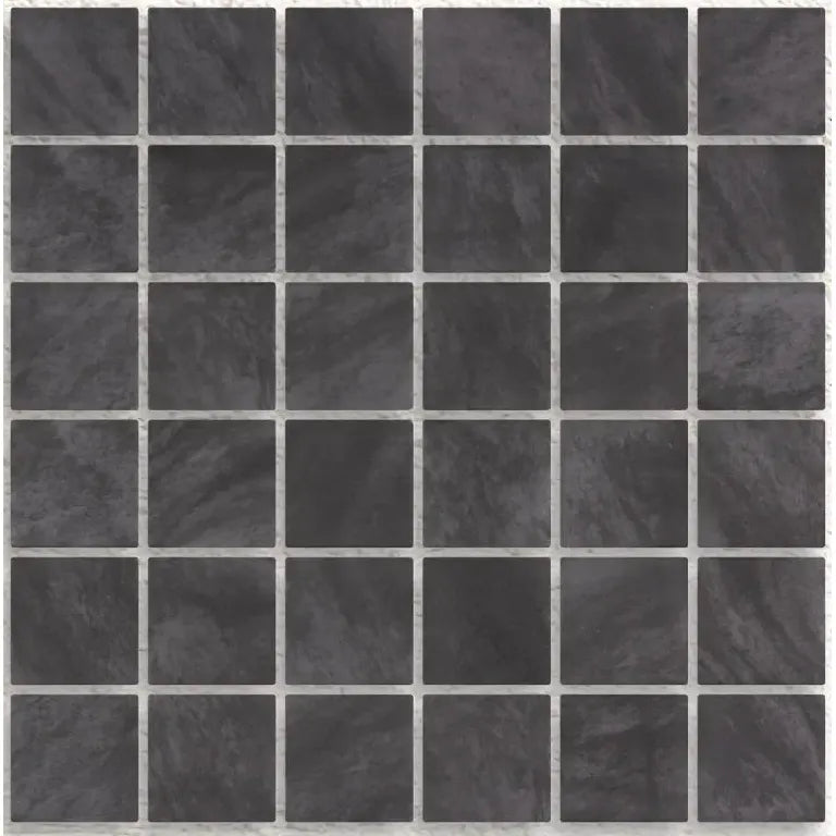 Seychelles Penta New Basalt Matte 31.1 x 31.1cm black and grey glass mosaic tile face
