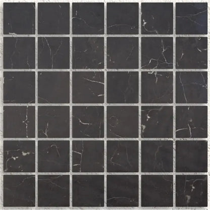 Seychelles Penta Nero Calatorao Matte 31.1 x 31.1cm black glass mosaic tile face