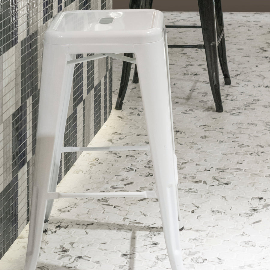 Hex XL Fosco Matte Mosaic hexagonal mosaic tiles with white grout
