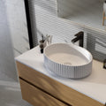 Borneo White Esir 30 x 75cm ceramic fluted stone effect tile room setting