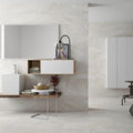 Arianne Almond 60 x 60cm glazed porcelain marble effect tile room setting
