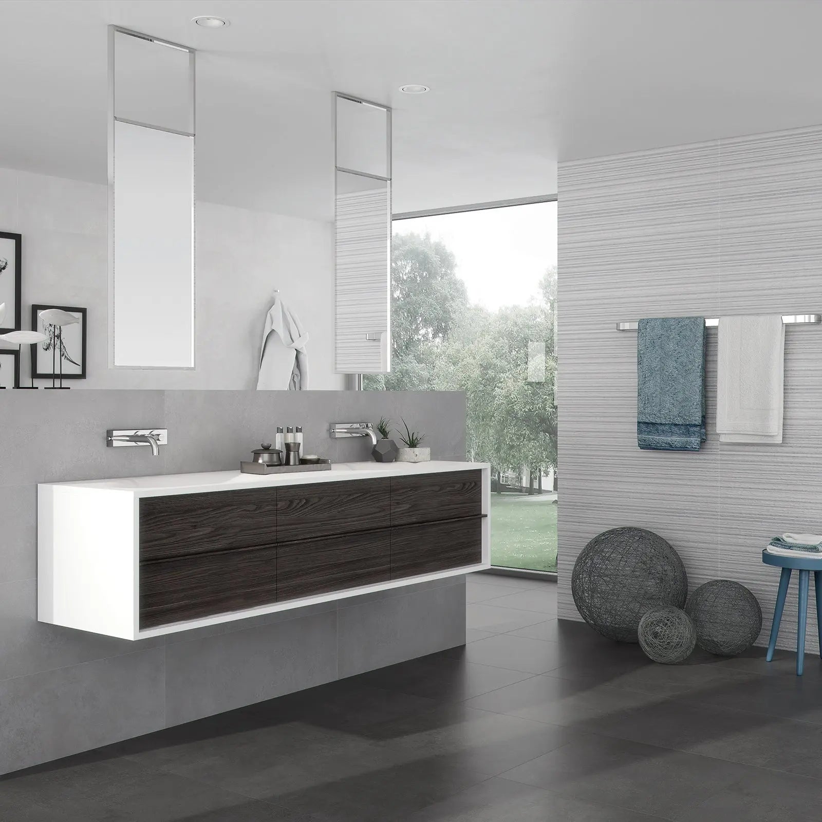 Neutra Pearl Relieve Décor 30 x 90cm textured concrete-effect feature wall room setting
