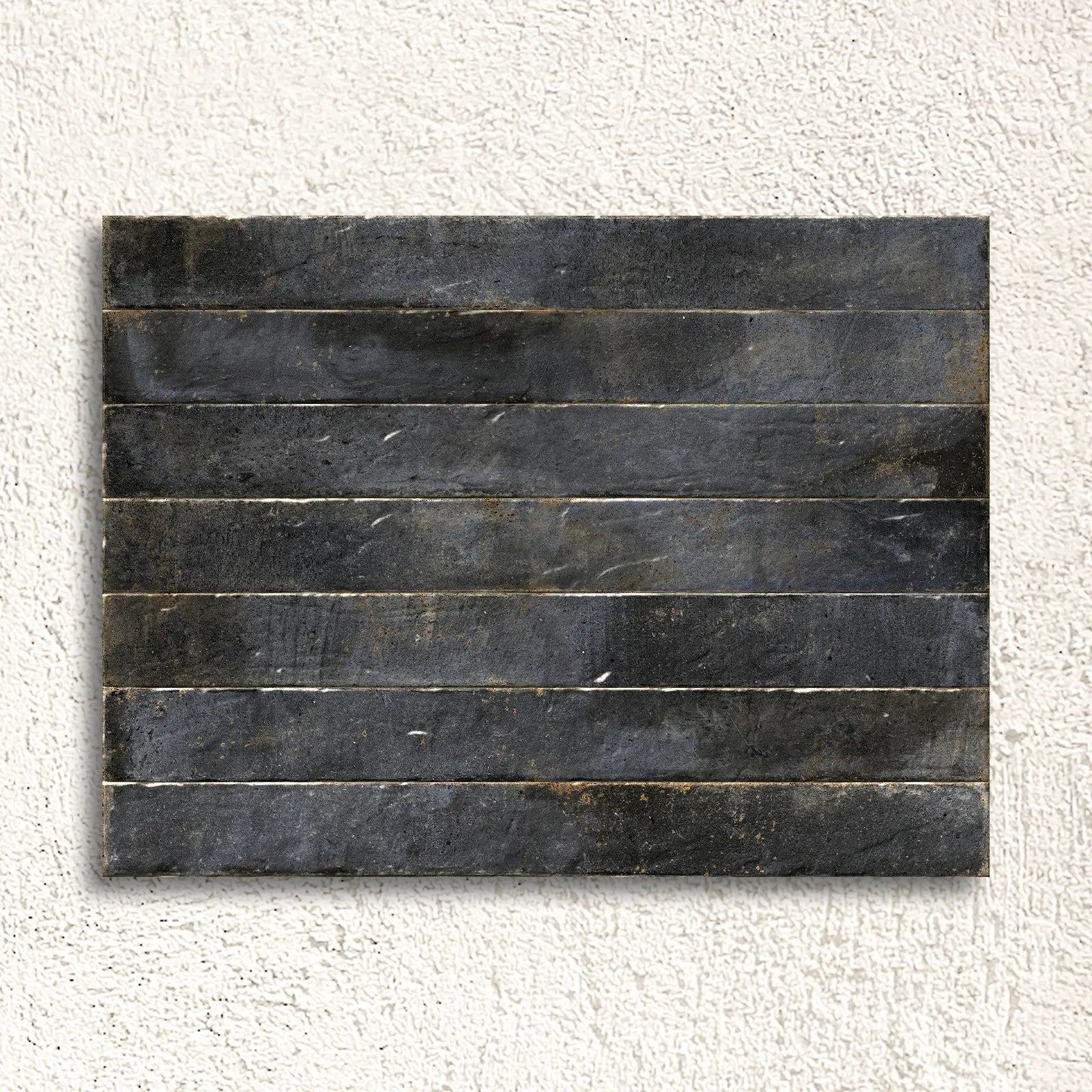 Genesi Anthracite Brillo 4.8 x 45cm charcoal grey gloss brick tile lifestyle setting