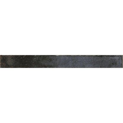 Genesi Anthracite Brillo 4.8 x 45cm dark charcoal grey gloss glazed porcelain brick tile face