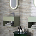 Genesi Pearl Brillo 4.8 x 45cm pearl grey gloss brick tiles in a room setting