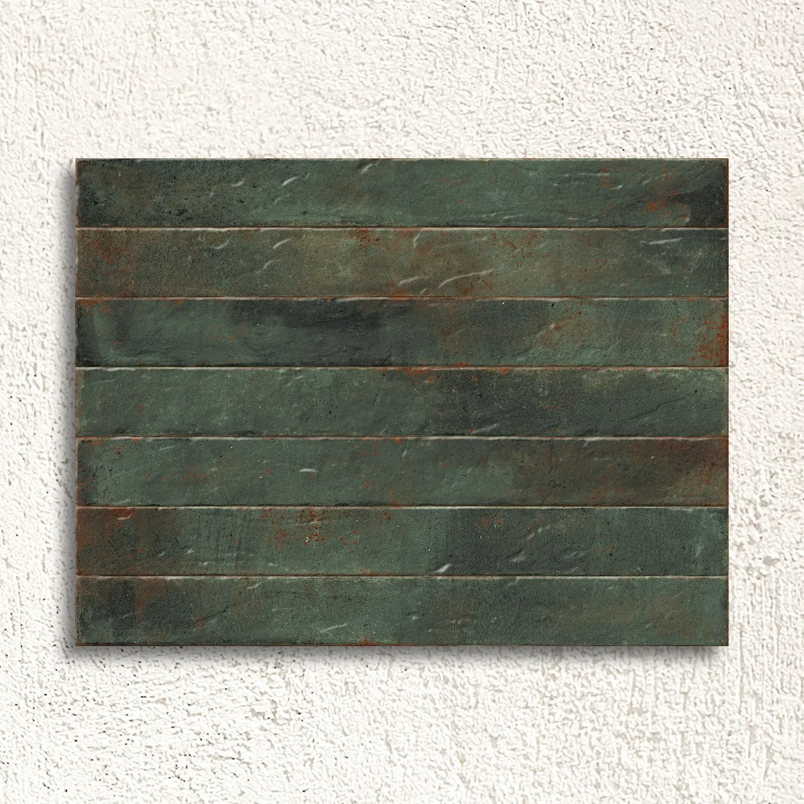 Genesi Green Brillo 4.8 x 45cm green gloss brick tile lifestyle setting