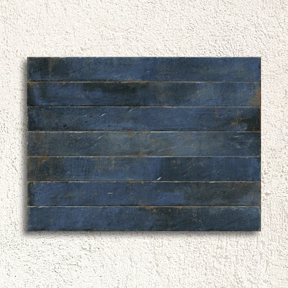 Genesi Blue Brillo 4.8 x 45cm blue gloss brick tile lifestyle setting