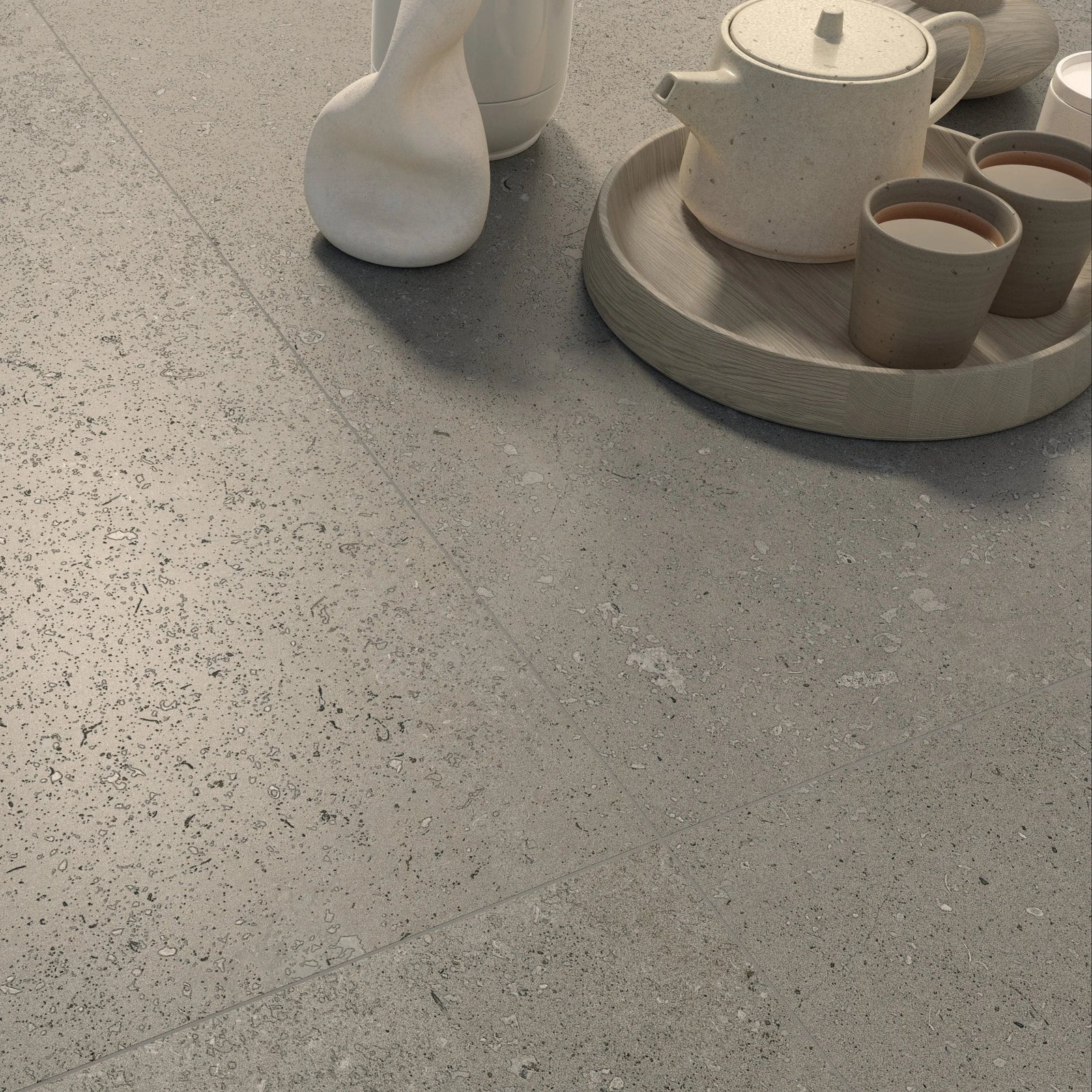Osso Greige 60 x 60cm Porcelain Tile in a bathroom setting
