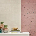 Happy Ivory 33 x 100cm ceramic terrazzo tile room setting