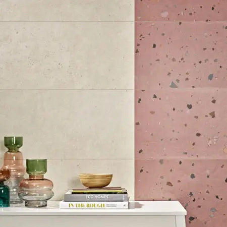 Happy Joy Rose 33 x 100cm ceramic terrazzo tile room setting