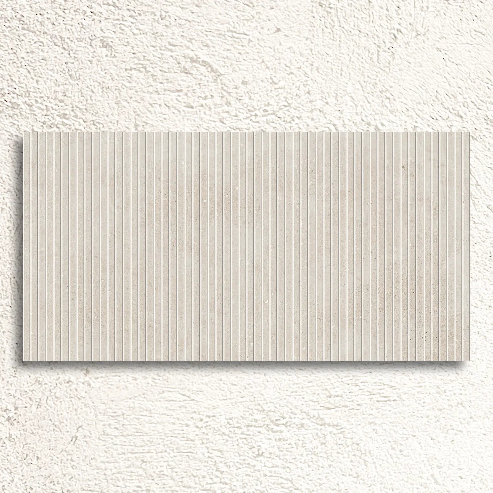 Mixtone White Décor 60 x 120cm porcelain stone effect fluted tile face