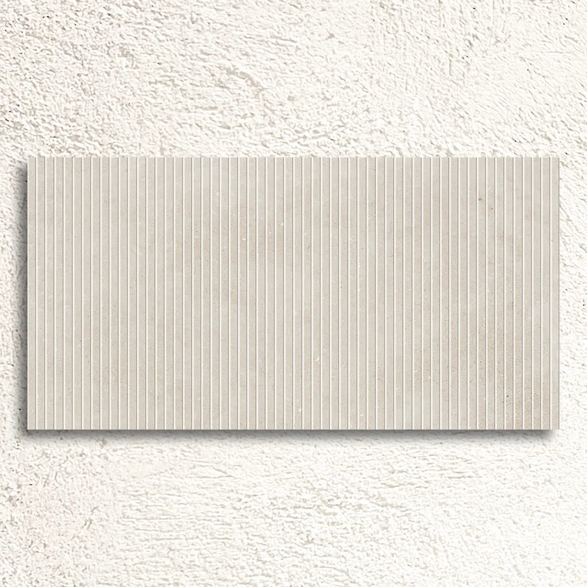 Mixtone White Décor 60 x 120cm porcelain stone effect fluted tile face