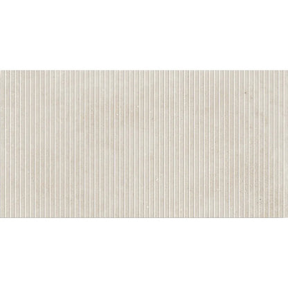 Mixtone White Décor 60 x 120cm porcelain stone effect fluted tile face