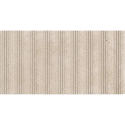 Mixtone Cream Décor 60 x 120cm porcelain stone effect fluted tile face