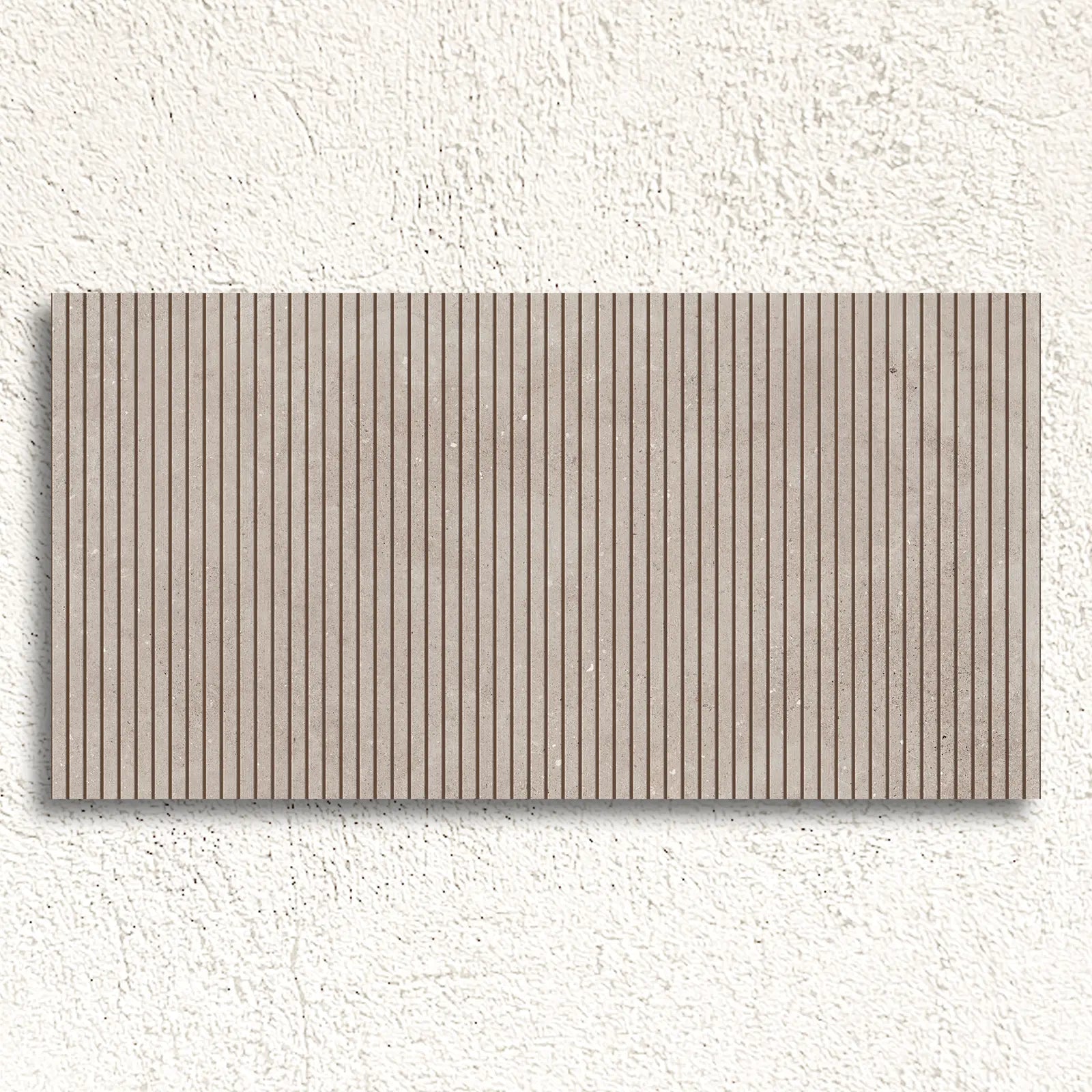 Mixtone Grey Décor 60 x 120cm porcelain stone effect fluted tile face
