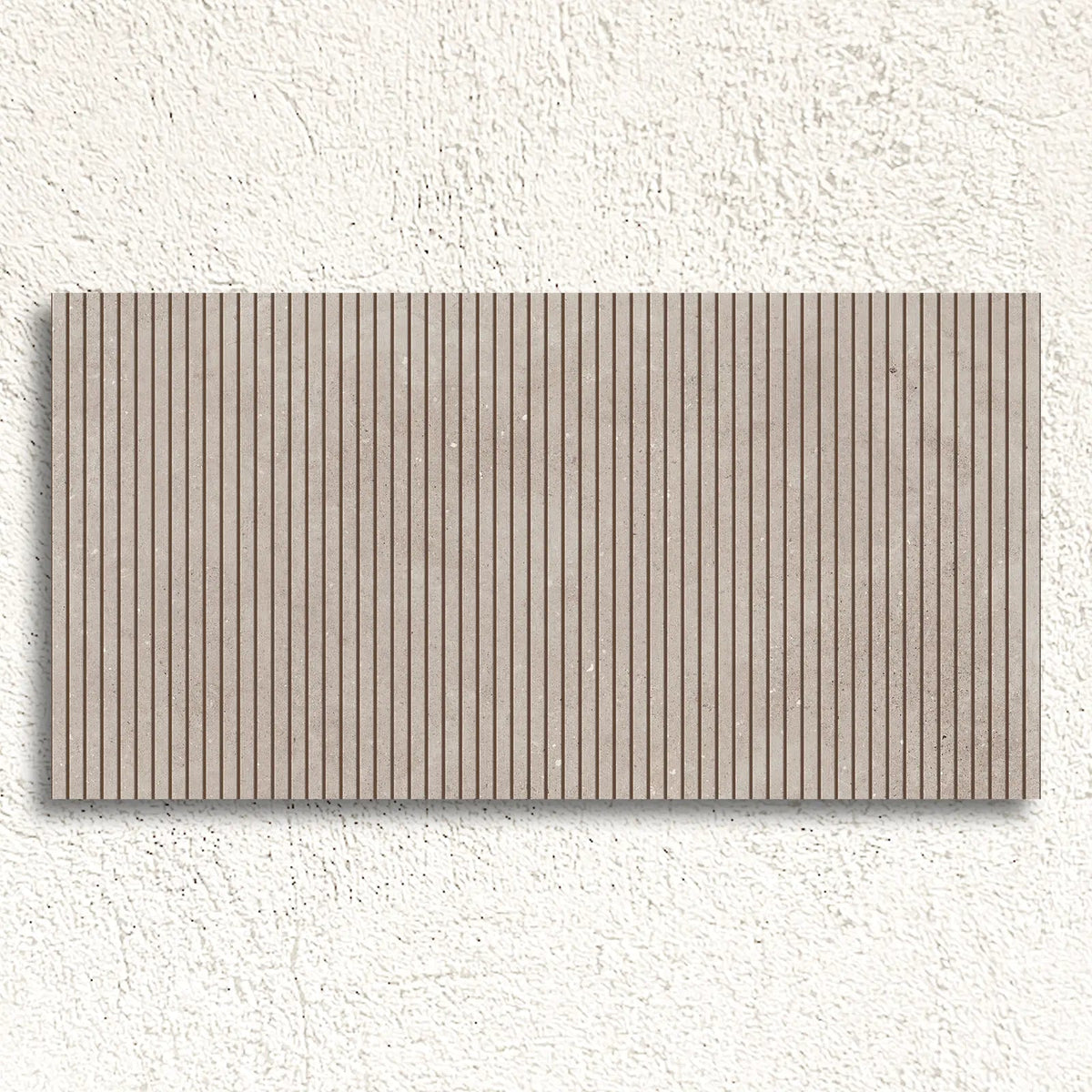 Mixtone Grey Décor 60 x 120cm porcelain stone effect fluted tile face