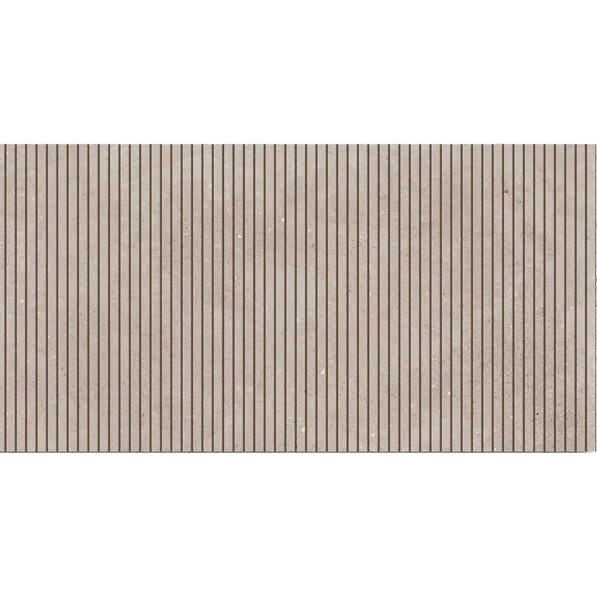 Mixtone Grey Décor 60 x 120cm porcelain stone effect fluted tile face