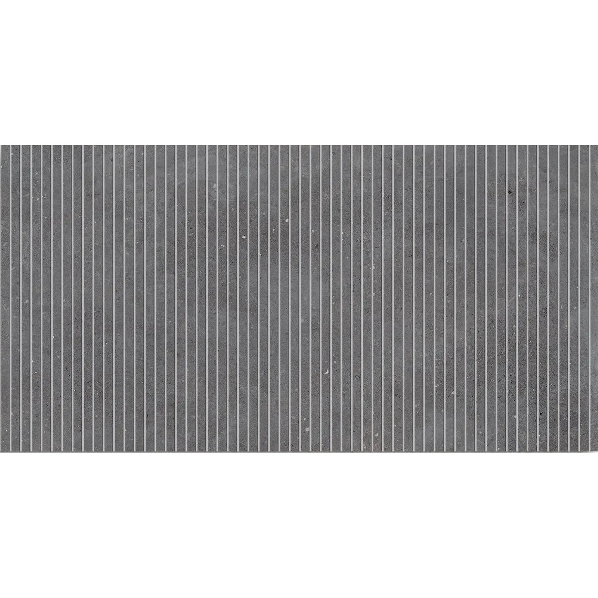 Mixtone Dark Décor 60 x 120cm porcelain stone effect fluted tile face