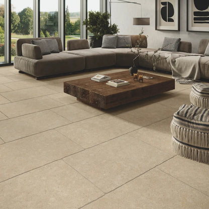 Sabbia Nature 60 x 90cm porcelain stone-effect tile room setting