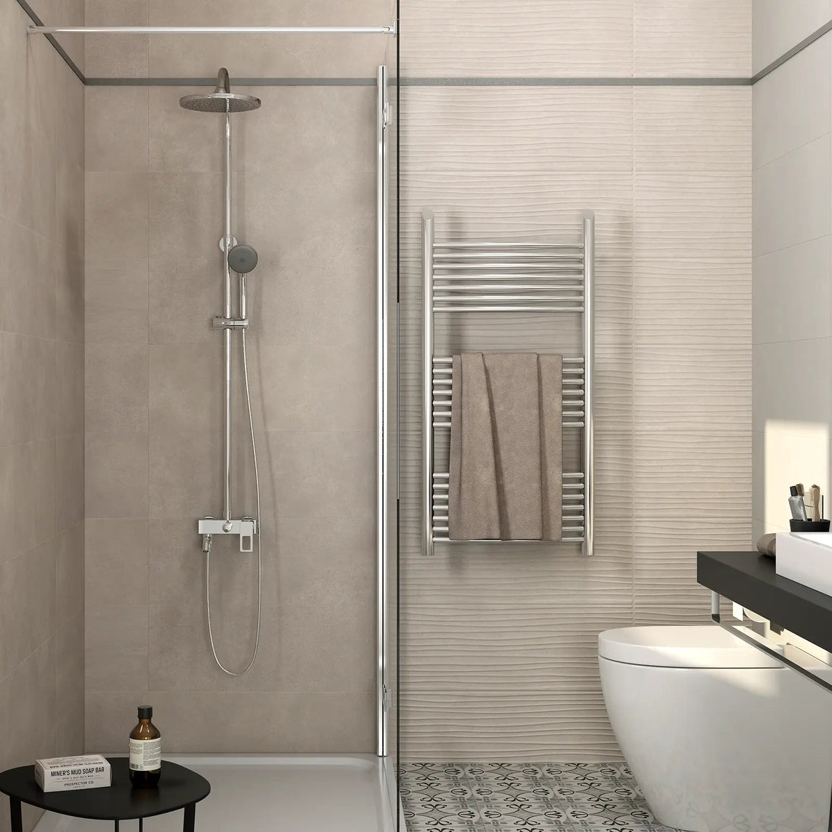 Mist Duna Tortora 25 x 70cm ceramic warm taupe dune décor wall tile room setting