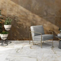 Pisa Gold Gloss 90 x 90cm porcelain marble effect tile room setting