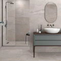 Erding Ash 45 x 90cm porcelain stone effect tile room setting