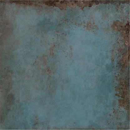 Alloy Azzurro Matt 60x60cm blue metal effect porcelain tile face detail