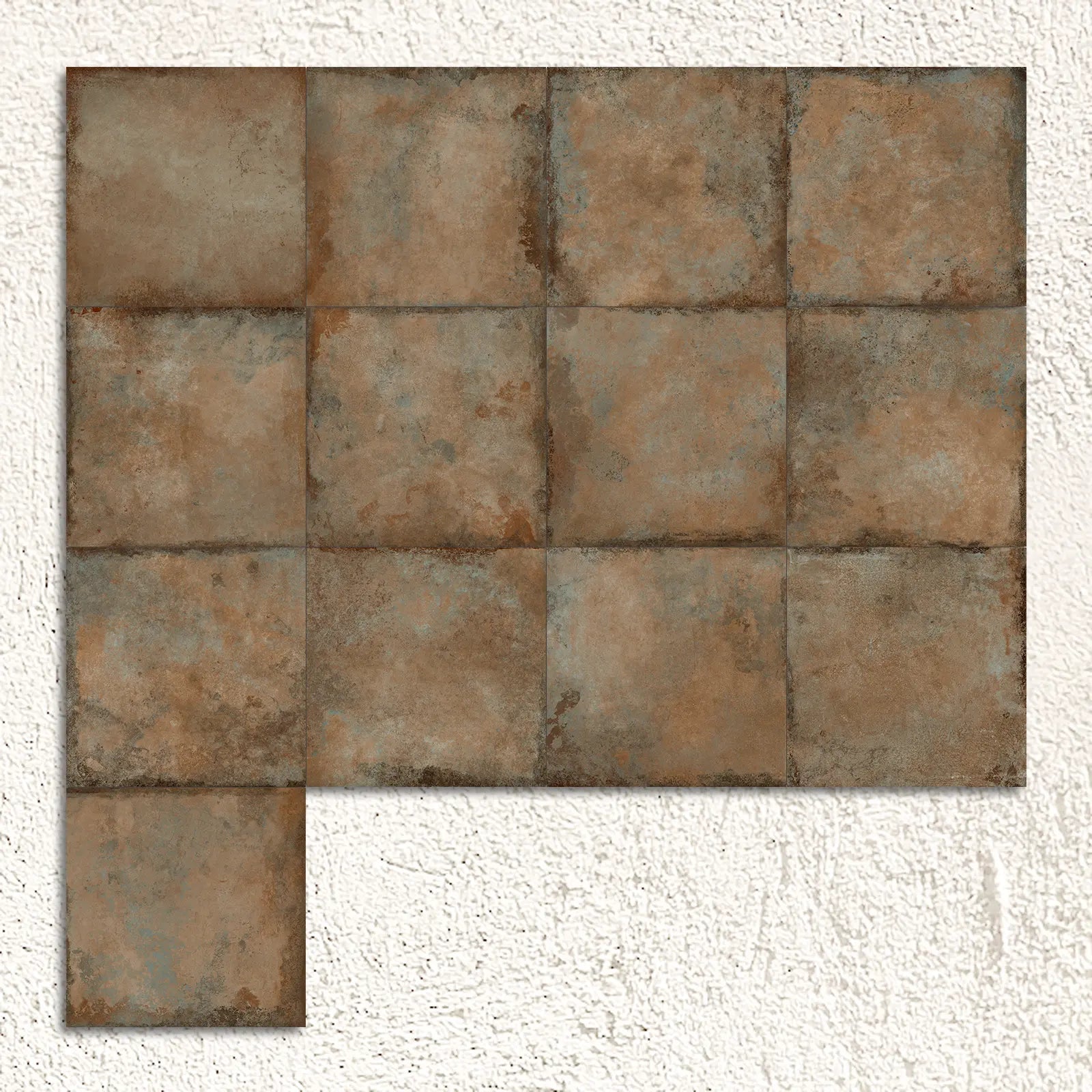 Alloy Copper Matt 60x60cm metal effect porcelain tiles shown as a large surface