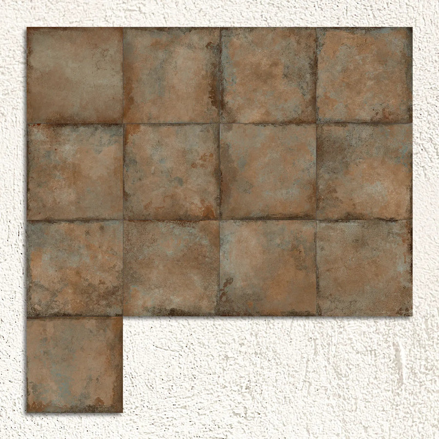 Alloy Copper Matt 60x60cm metal effect porcelain tiles shown as a large surface