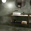 Alloy Mint Matt 60x60cm pale green metal effect porcelain tiles shown as flooring