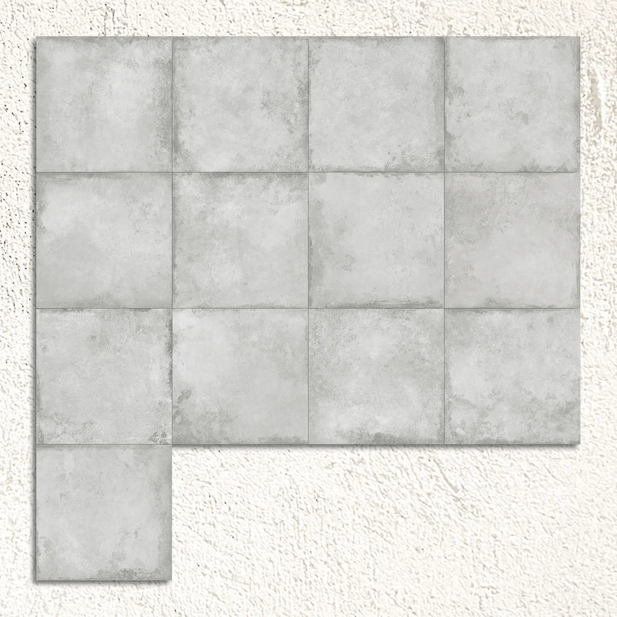 Alloy Pearl Matt 60x60cm pale metal effect porcelain tiles shown as a large surface