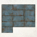 Alloy Azzurro Semi Polished 60x120cm blue metal effect porcelain tiles shown as a large surface
