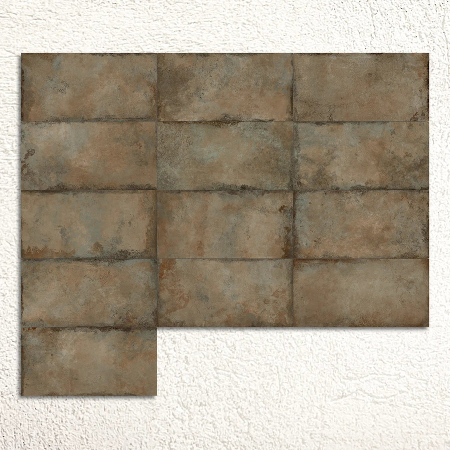Alloy Copper Semi Polished 60x120cm metal effect porcelain tiles shown as a large surface