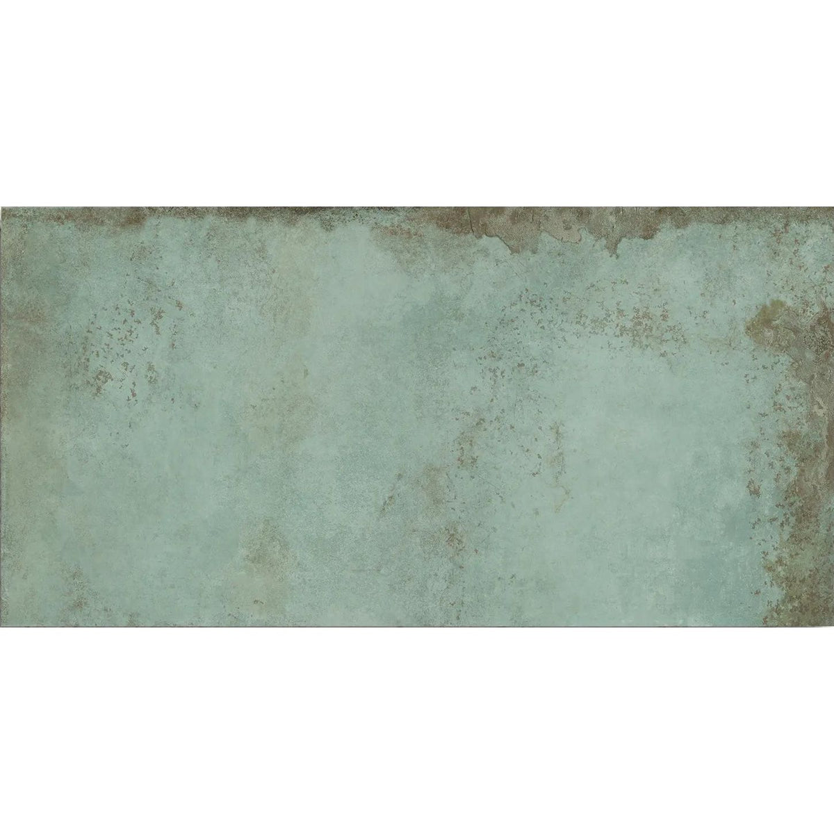 Alloy Mint Semi Polished 60x120cm pale green metal effect porcelain tile face detail