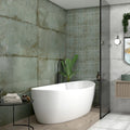 Alloy Mint Semi Polished 60x120cm pale green metal effect porcelain tiles in a room setting
