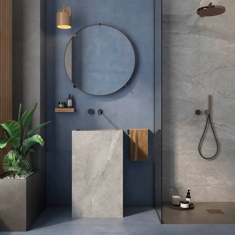Eleganza Blu 33.3 x 100cm glazed ceramic matt tile room setting