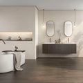 Serene Marfil 30 x 90cm glazed ceramic stone effect tile room setting