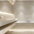 Serene Marfil 30 x 90cm glazed ceramic stone effect tile room setting detail