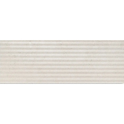 Serene Blanco Décor 30 x 90cm glazed ceramic fluted stone effect feature tile face