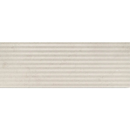 Serene Marfil Décor 30 x 90cm glazed ceramic fluted stone effect feature tile face