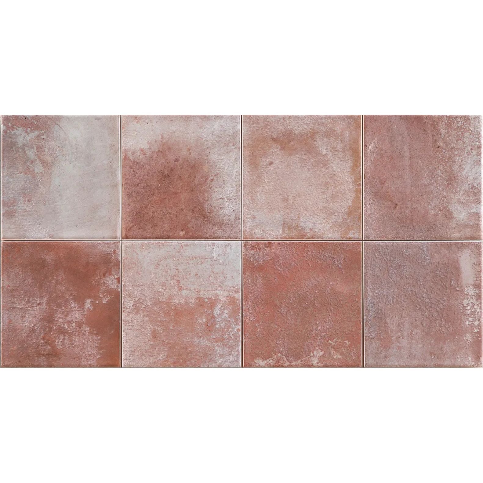 Adonara Sienna gloss ceramic decorative wall tile 31.6 x 60cm, warm terracotta face detail