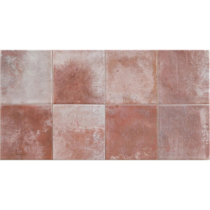 Adonara Sienna gloss ceramic decorative wall tile 31.6 x 60cm, warm terracotta face detail