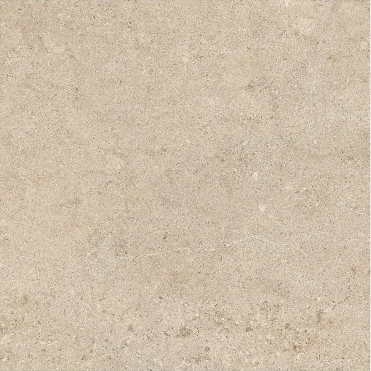 Elva Greige matt porcelain stone-effect floor tile 100 x 100cm, warm greige face