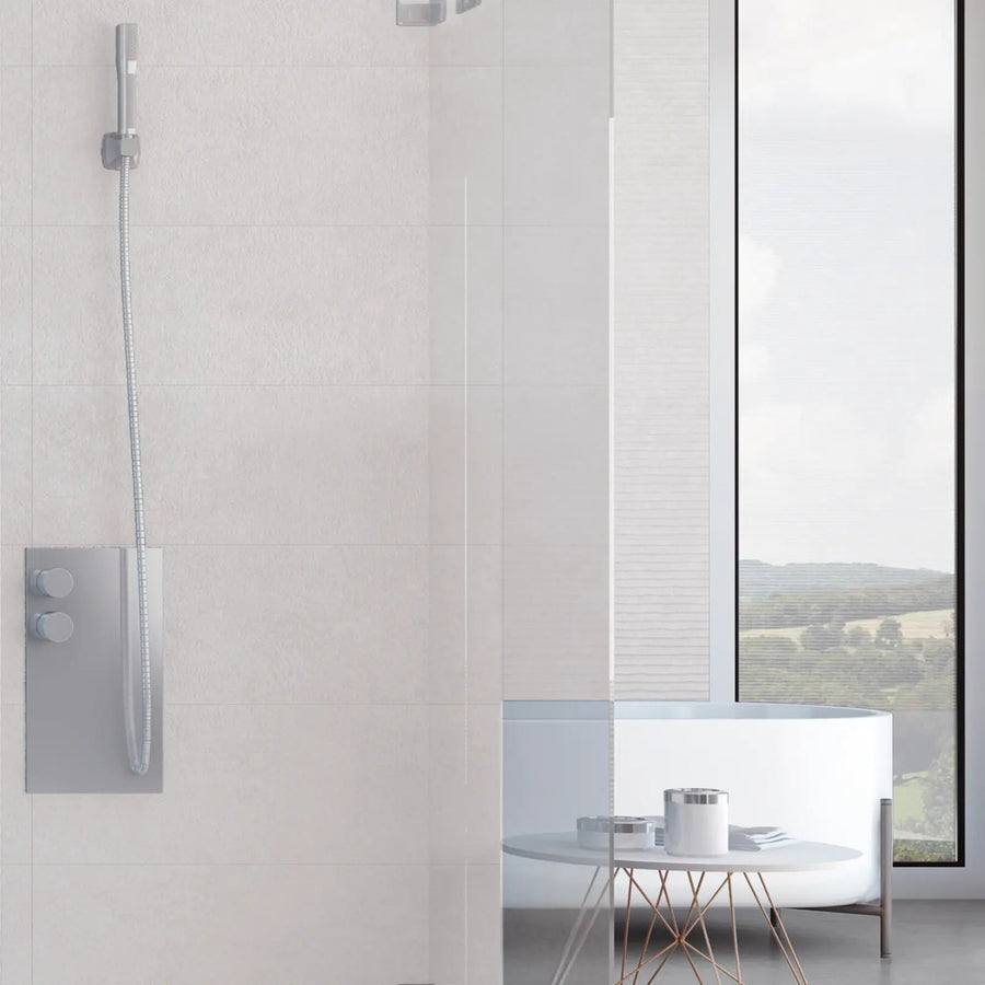 Light Stone White 30 x 90cm ceramic stone effect tile room setting
