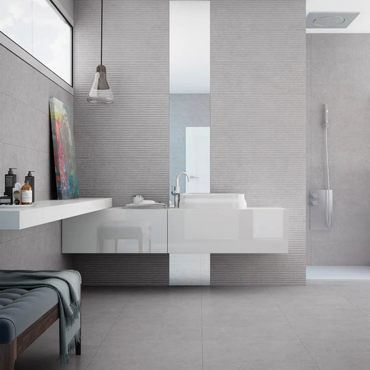 Light Stone Score Grey 30 x 90cm Ceramic Tile - alternate view
