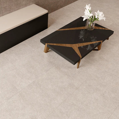 Light Stone Beige Floor 60 x 60cm porcelain stone effect tile room setting