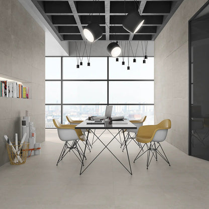 Wave Concrete 30 x 60cm glazed ceramic concrete effect tile room setting