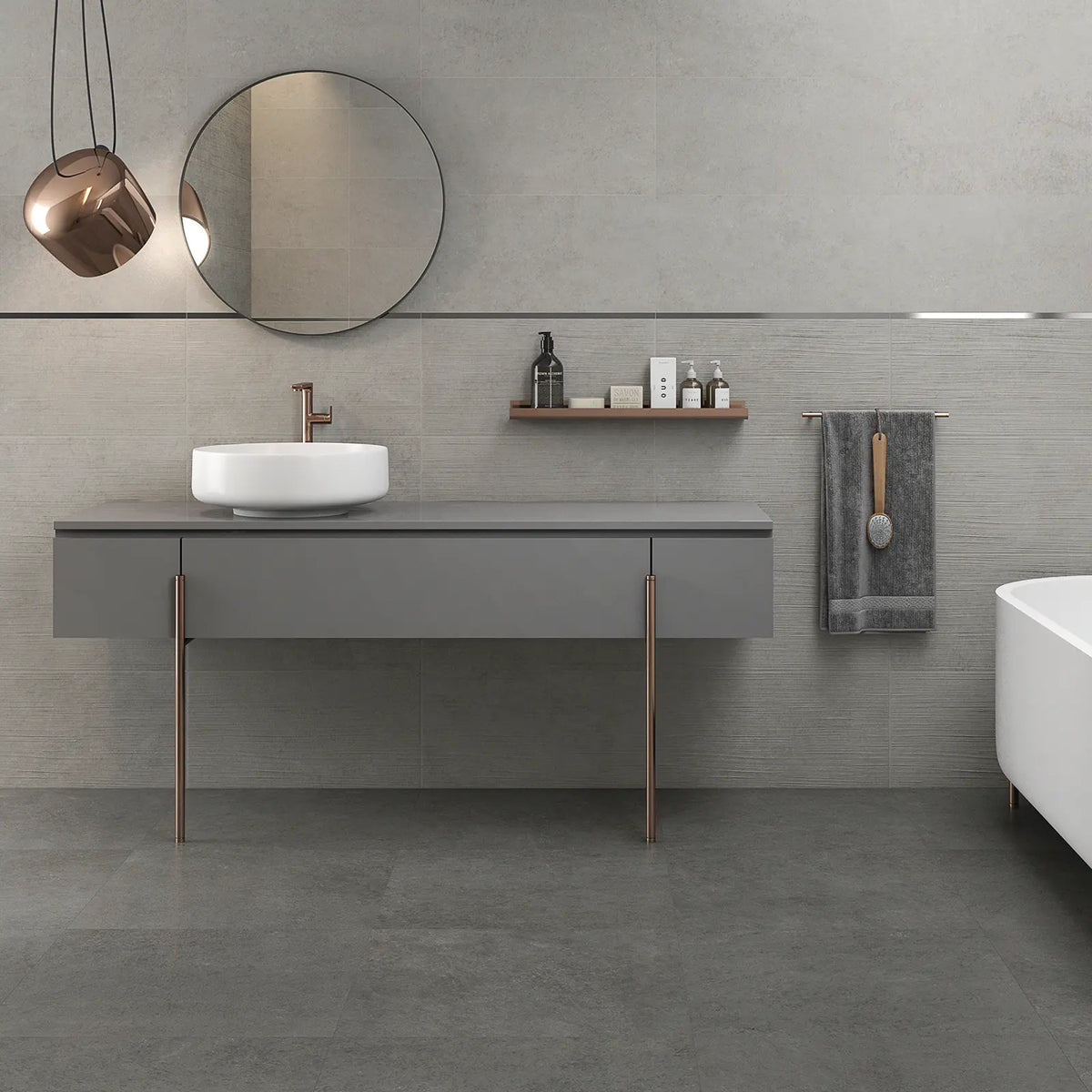 Wave Concrete Floor 60 x 60cm Porcelain Tile