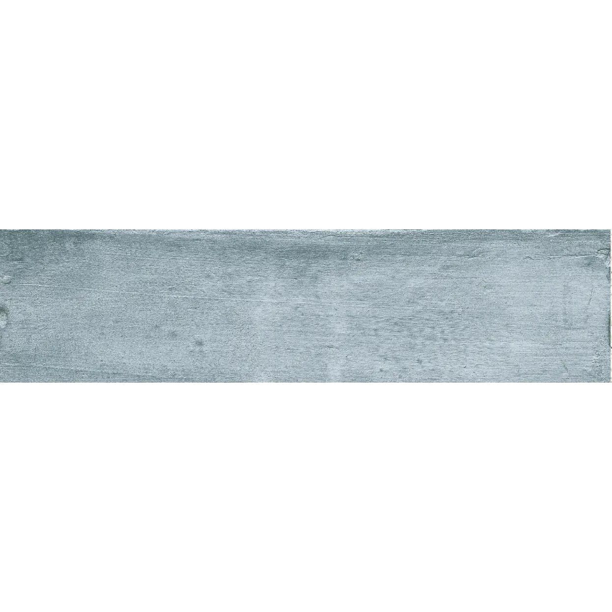Terra Blue matt porcelain zellige-look wall and floor tile, 6 x 24.6cm, tile face